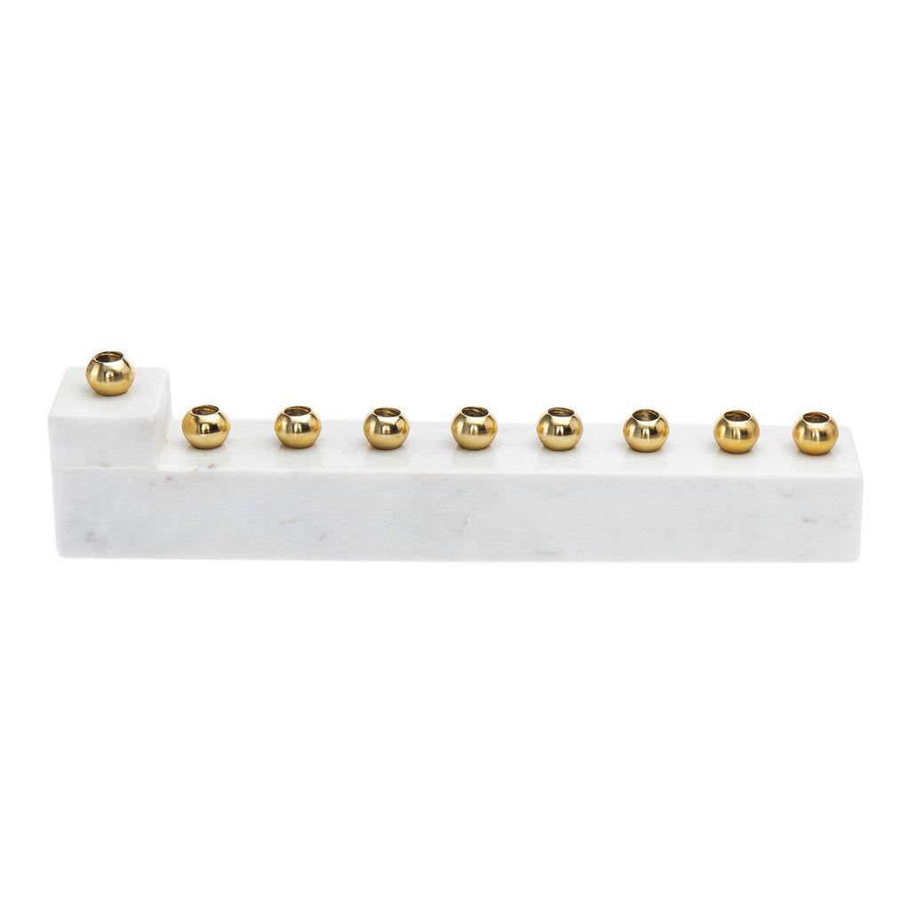 L Marble Menorah Godinger All Judaica, Gold Accent, Hanukkah, Judaica, Marble, Menorah, White Marble