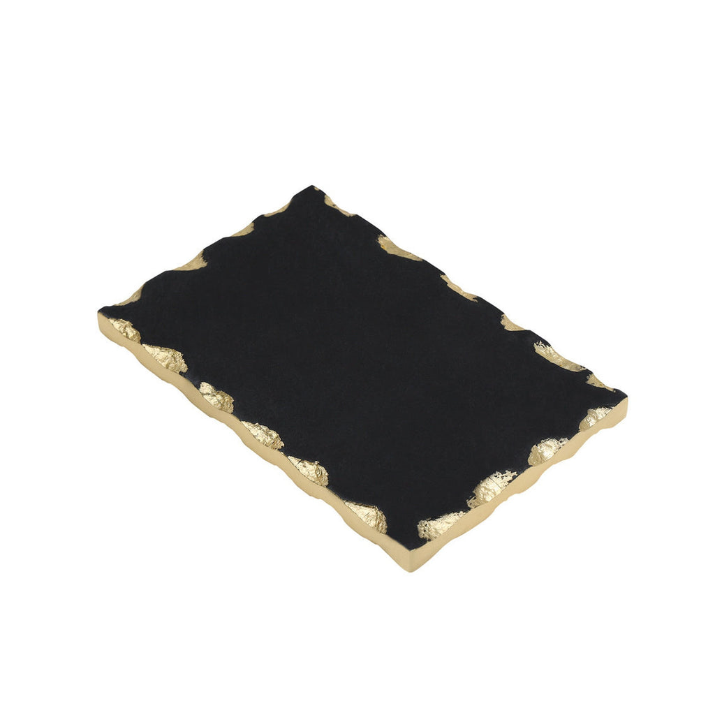 Lavi Black Marble Gold Organic Edge Small Rectangle Board Godinger All Kitchen, Black, Board, Cheese Board, Gold, Gold Accent, Gold Edge, Lavi, Organic, Serving, Serving & Cheese Boards, Serving Platter, White Marble