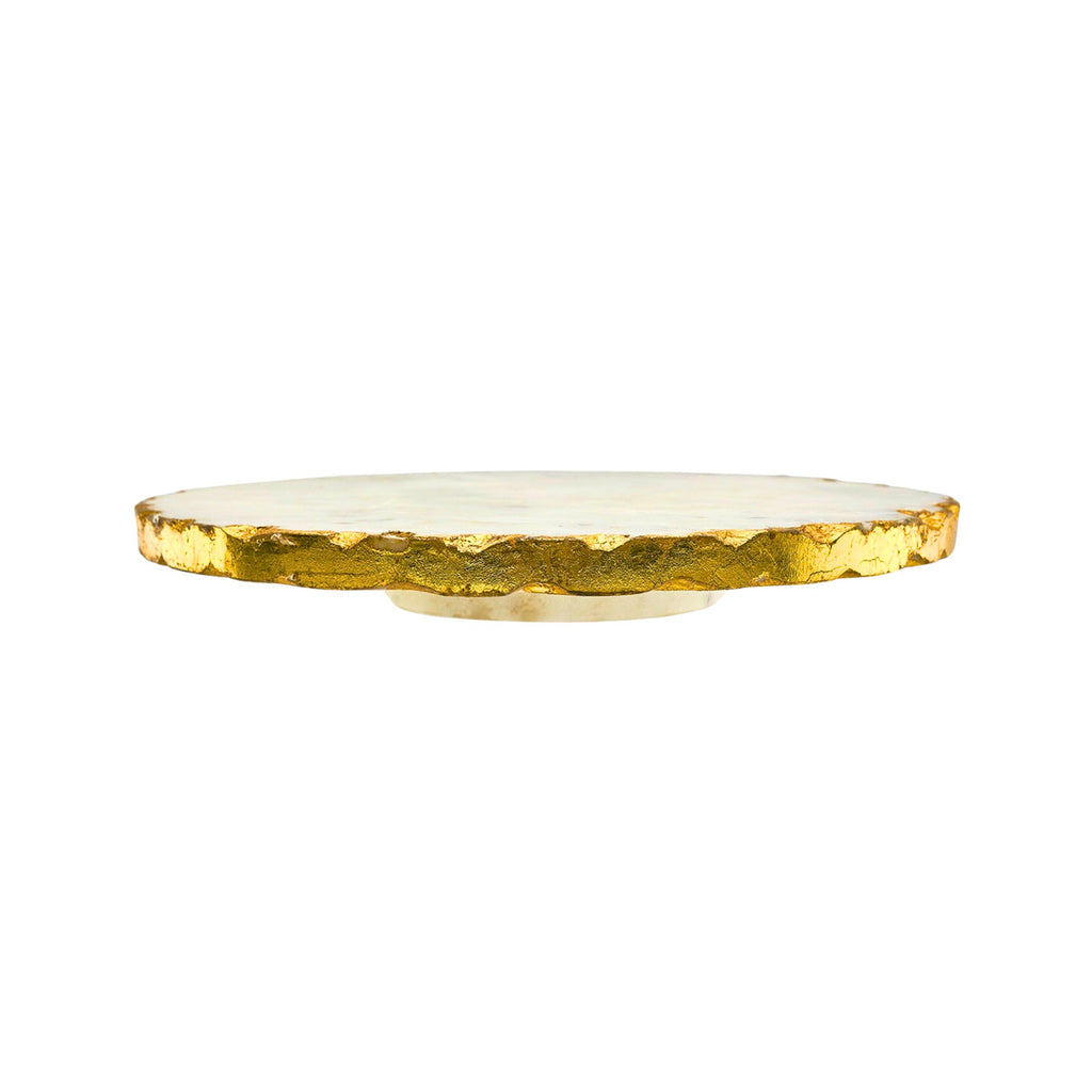 Lavi Marble Gold Organic Edge Lazy Susan Godinger All Kitchen, Gold, Gold Accent, Gold Edge, Kitchen, Lavi, Lazy Susan, Organic, Specialty, Specialty Serving