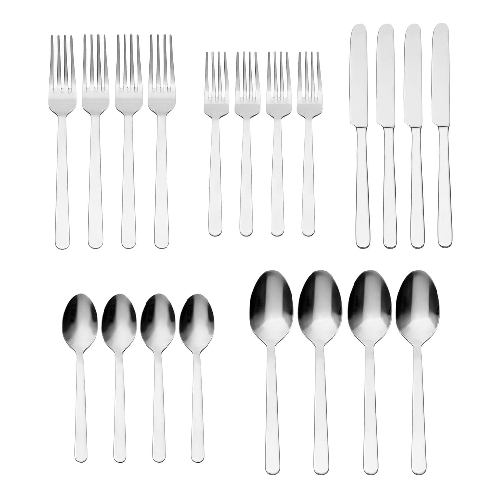 Lola Mirrored 18/0 Stainless Steel 20 Piece Flatware Set, Service For 4 Godinger 18/0 Stainless Steel, 18/0 Stainless Steel Flatware, 20 Piece Set, All Flatware & Serveware, Flatware Set, Flatware Sets, Lola, Service For 4, Tableware