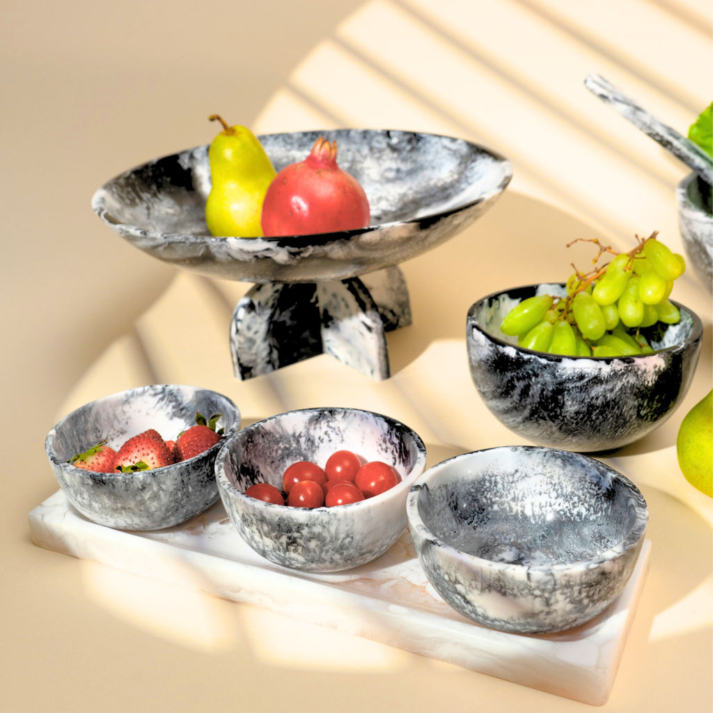 Lucente Black & White Resin Serving Tray & Appetizer Bowls Godinger All Kitchen, Appetizer, Black, Black & White, Black & White Lucente Resin, Black & White Resin, Kitchen, Lucente Resin, Resin, Resin Serving Tray & Appetizer Bowls, Serving, Serving Trays, White