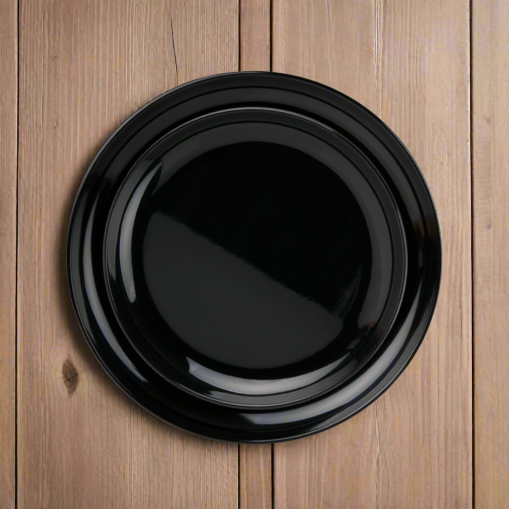 Marbella Black Stacking Melamine Dinner Plate, Set of 4 Godinger Black, Marbella, Melamine, Melamine Dinner Plate, Outdoor, Outdoor Dinnerware, Set of 4, Stacking Melamine