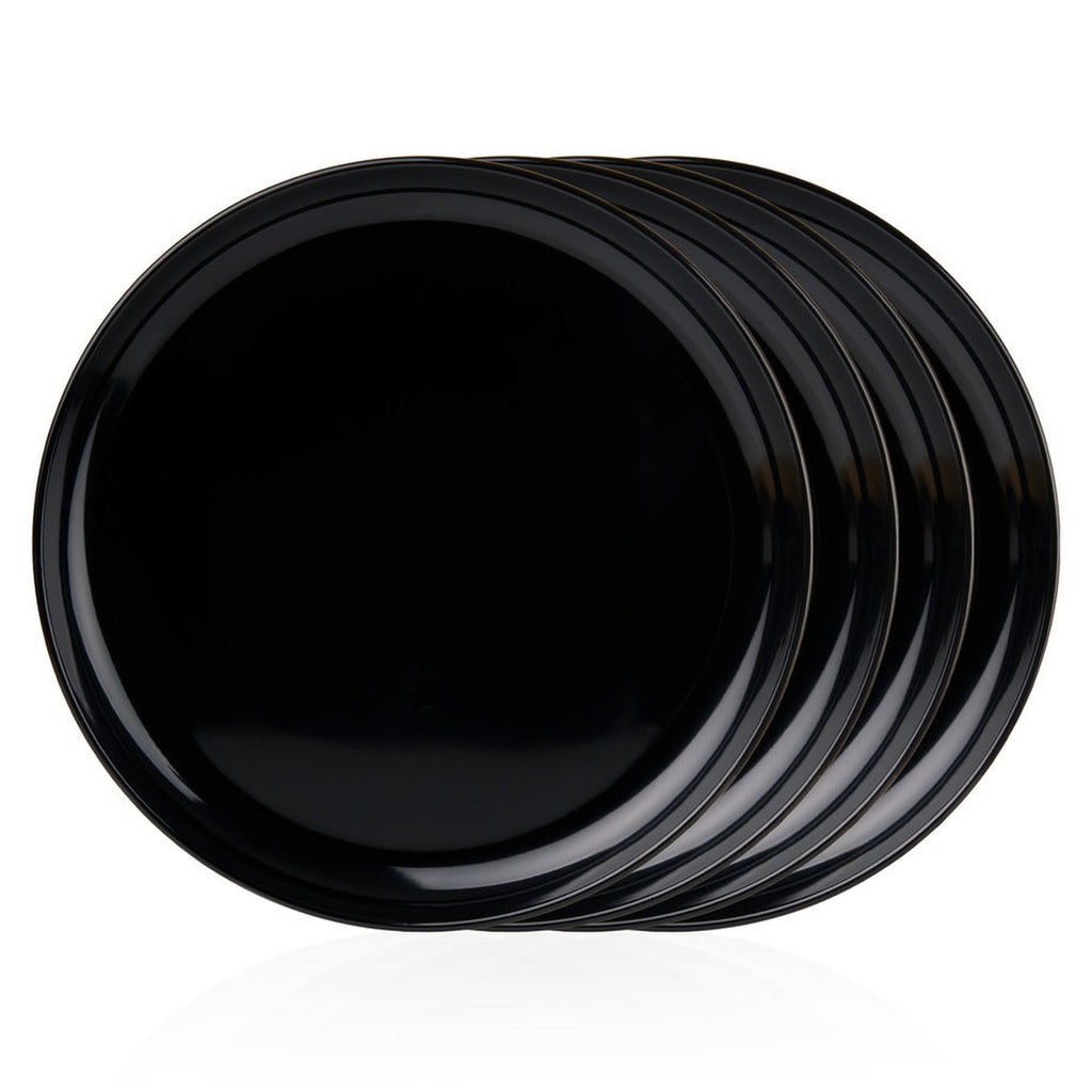 Marbella Black Stacking Melamine Dinner Plate, Set of 4 Godinger Black, Marbella, Melamine, Melamine Dinner Plate, Outdoor, Outdoor Dinnerware, Set of 4, Stacking Melamine