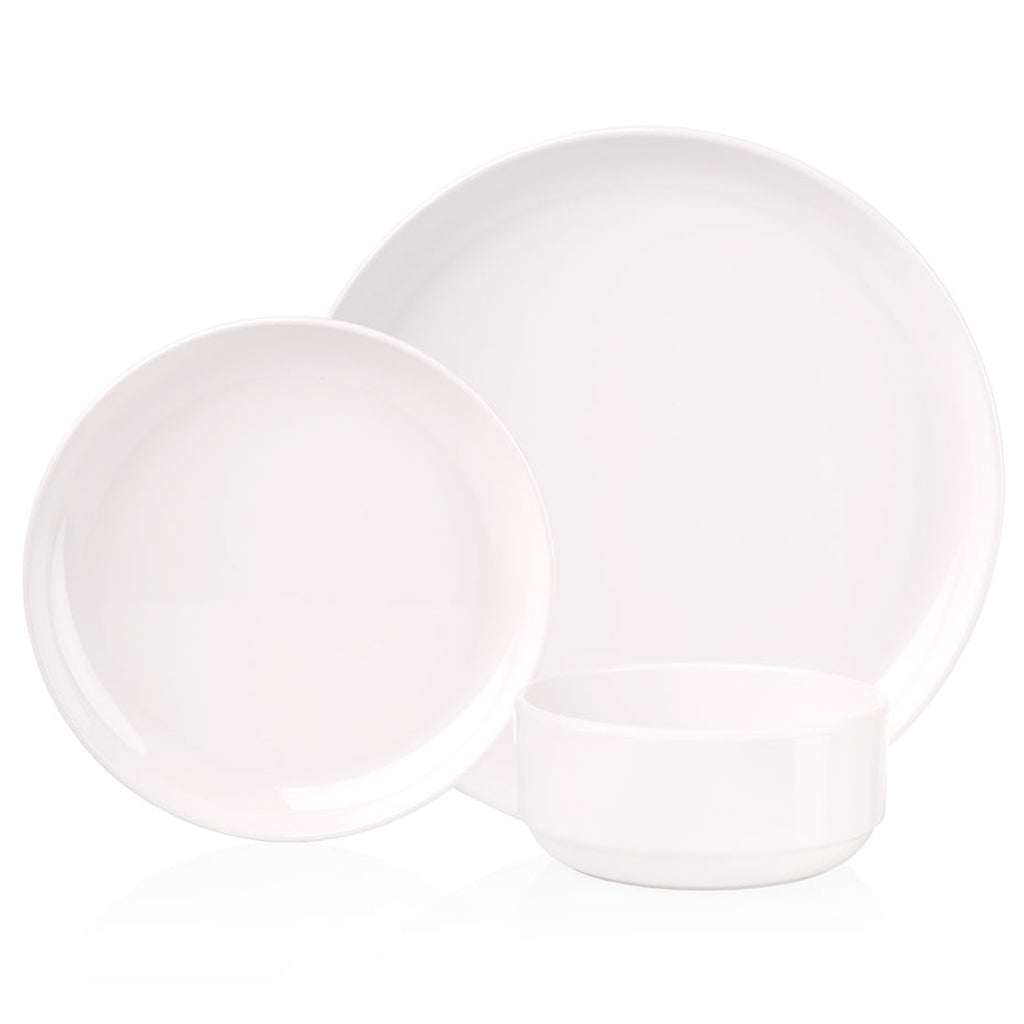 Marbella White Stacking Melamine Dinner Plate, Set of 4 Godinger Marbella, Melamine, Melamine Dinner Plate, Outdoor, Outdoor Dinnerware, Set of 4, Stacking Melamine, White