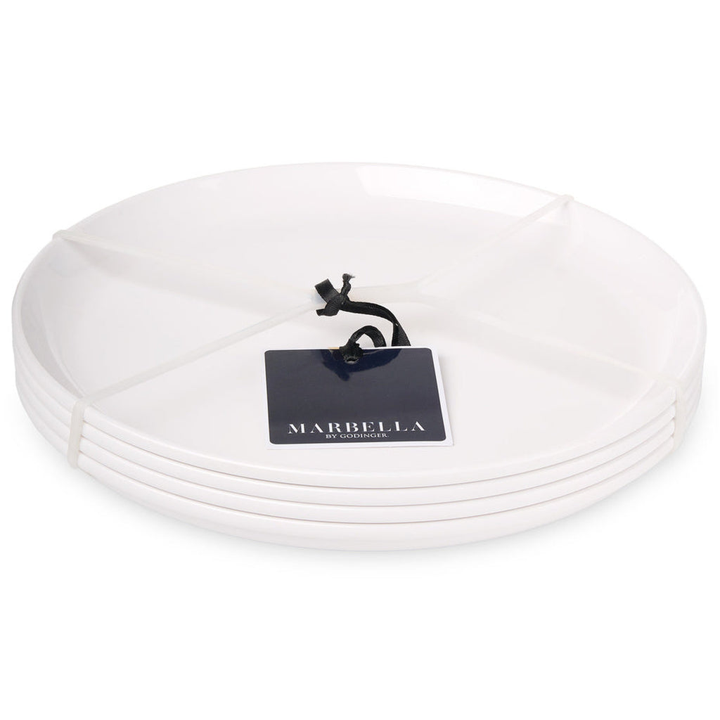 Marbella White Stacking Melamine Dinner Plate, Set of 4 Godinger Marbella, Melamine, Melamine Dinner Plate, Outdoor, Outdoor Dinnerware, Set of 4, Stacking Melamine, White