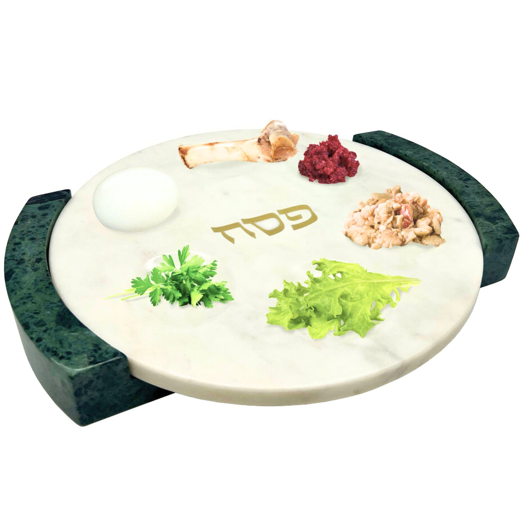 Marble Reversible Seder Plate Godinger All Judaica, Green, Green Marble, Judaica, Marble, Passover, Seder, Seder Plate, Seder Plates, White, White Marble