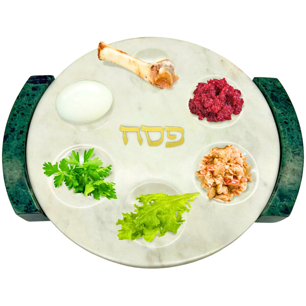 Marble Reversible Seder Plate Godinger All Judaica, Green, Green Marble, Judaica, Marble, Passover, Seder, Seder Plate, Seder Plates, White, White Marble