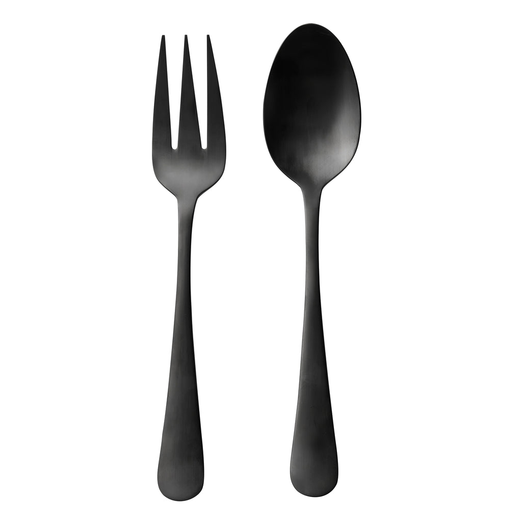 Masa Mirrored Black Salad Serving Set Godinger 18/0 Stainless Steel, All Flatware & Serveware, Black, Mirrored, Salad Servers, Stainless Steel