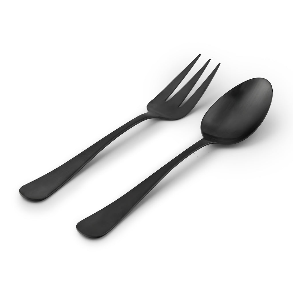 Masa Mirrored Black Salad Serving Set Godinger 18/0 Stainless Steel, All Flatware & Serveware, Black, Mirrored, Salad Servers, Stainless Steel