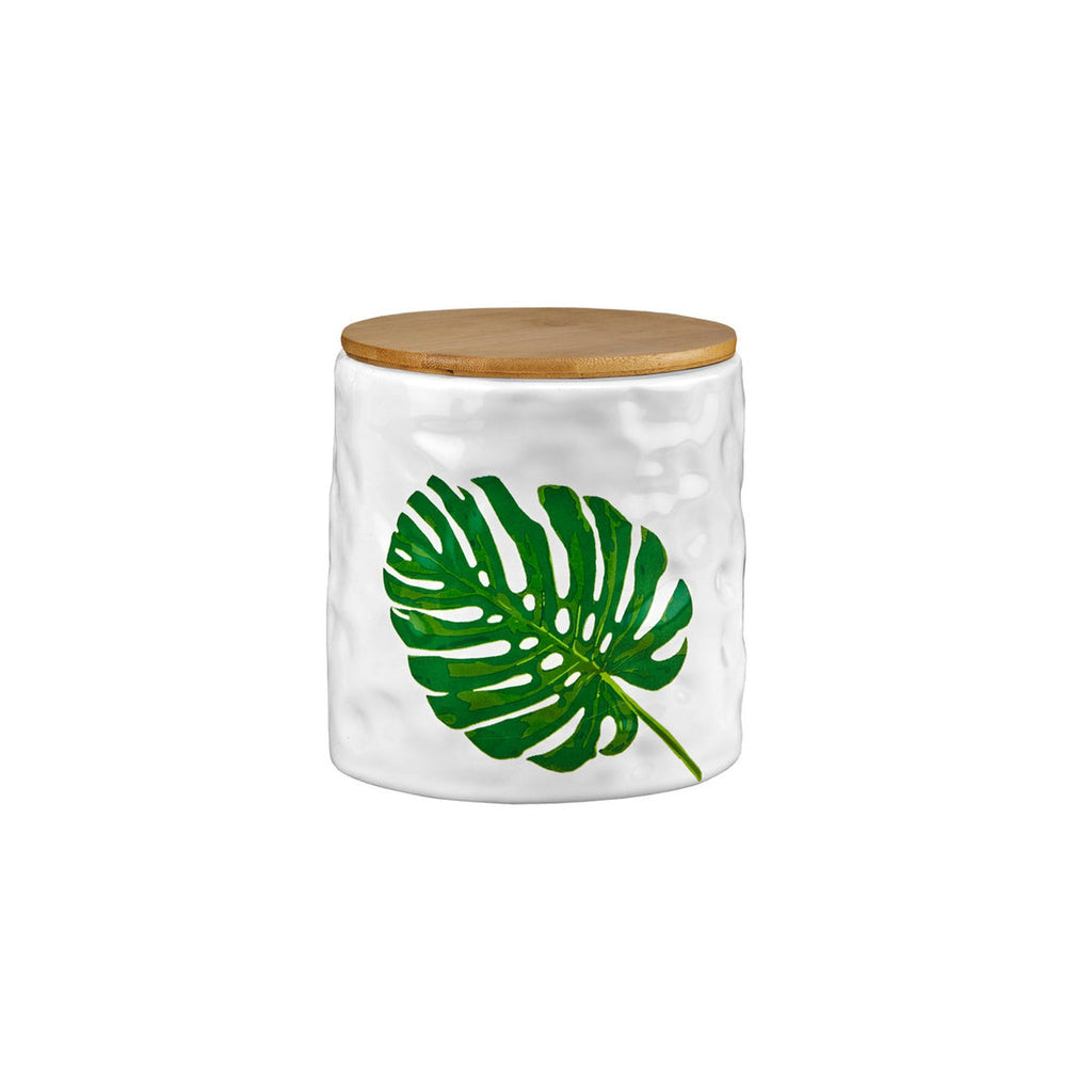 Monstera & Palm Leaf Small Storage Canister godinger