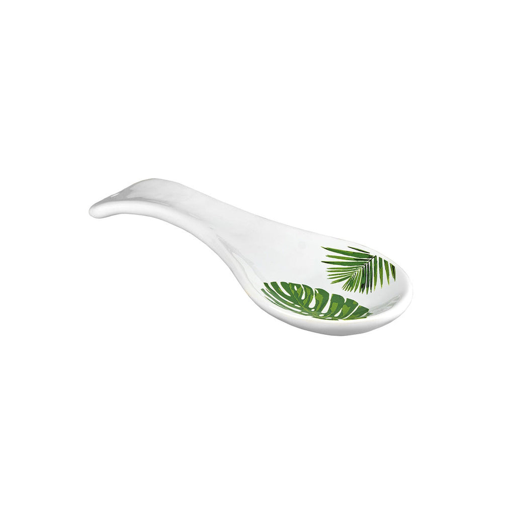 Monstera & Palm Leaf Spoon Rest Godinger All Kitchen, Green, Kitchen, Kitchen Tools, Monstera, Monstera Leaf, Palm, Palm Leaf, Tropical, White