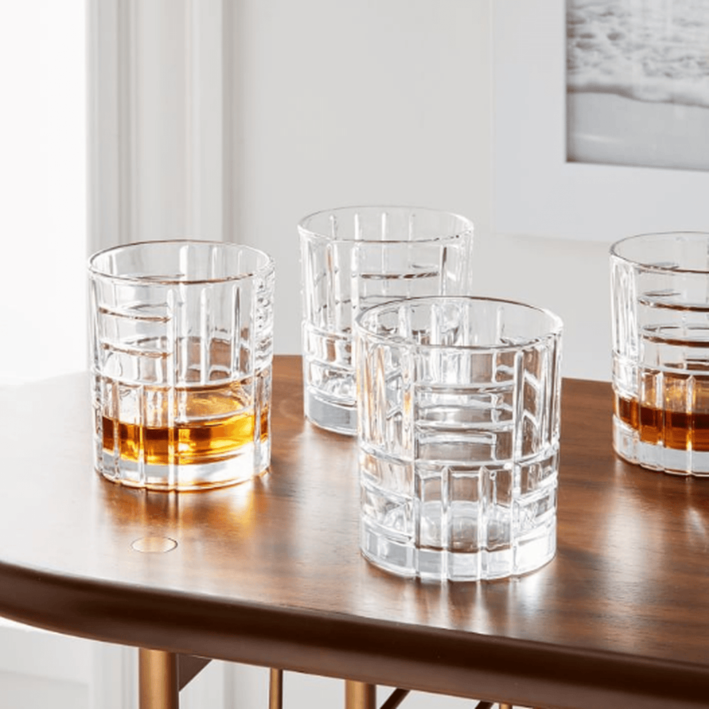 Mosaic Double Old Fashion Glass, Set of 4 Godinger All Barware, All Glassware, All Glassware & Barware, Clear, DOF, DOF & Highball, Double Old Fashion, Drinkware, Glassware, Mosaic, Whiskey Glass