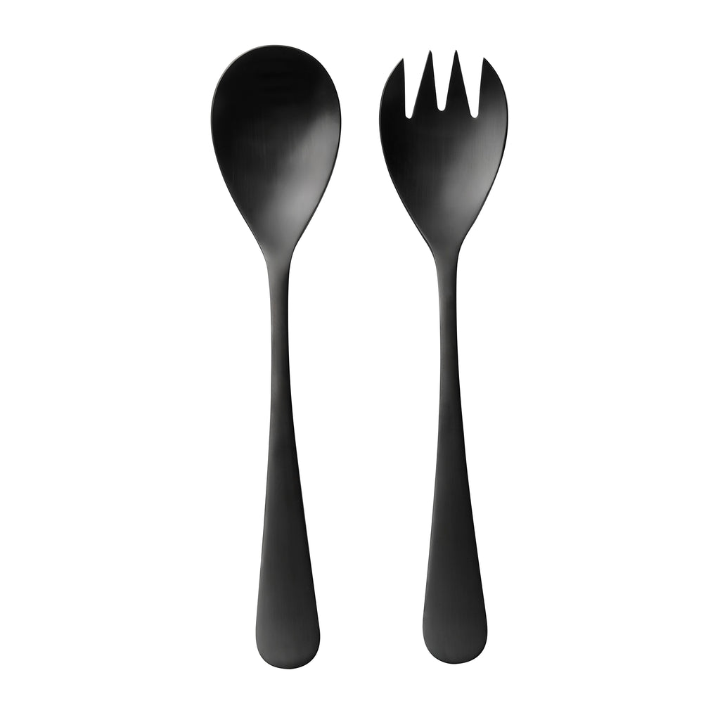 Mune Matte Black Salad Serving Set Godinger 18/0 Stainless Steel, All Flatware & Serveware, Black, Matte, Matte Black, Salad Servers, Stainless Steel