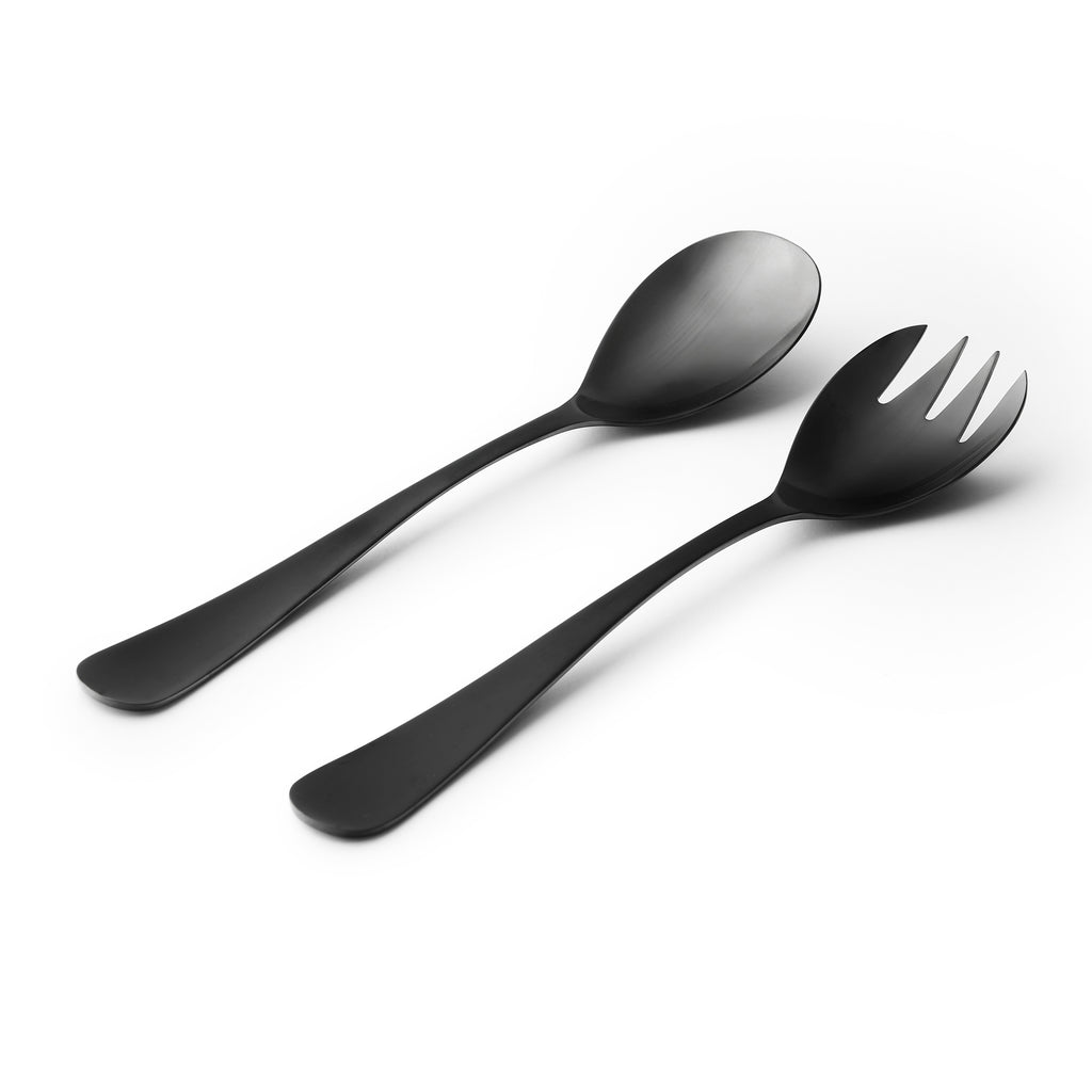 Mune Matte Black Salad Serving Set Godinger 18/0 Stainless Steel, All Flatware & Serveware, Black, Matte, Matte Black, Salad Servers, Stainless Steel