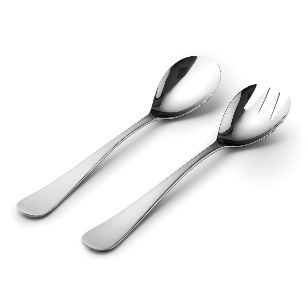 Mune Mirrored Salad Serving Set Godinger 18/0 Stainless Steel, All Flatware & Serveware, Matte, Mirrored Stainless, Salad Servers, Stainless, Stainless Steel