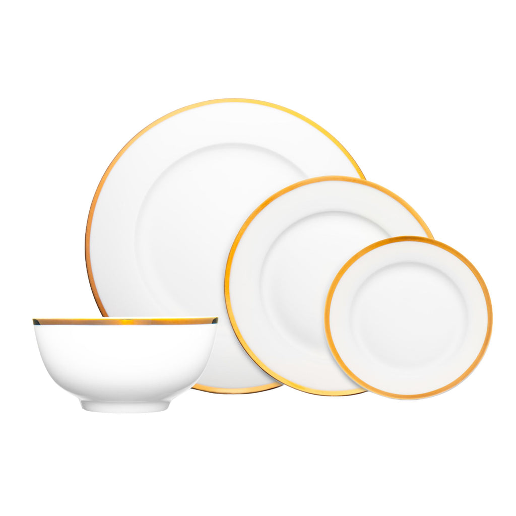 Nola Bone China Gold Rim 16 Piece Dinnerware Set, Service for 4 Godinger 16 Piece Dinnerware, 16 Piece Dinnerware Set, 16 Piece Set, All Dining, Bone China, Bone China Dinnerware, Bone China Dinnerware Set, Bone China Set, Dinnerware, Dinnerware Set, Fine Dinnerware, Gold Rim, Service For 4, White, White & Gold Bone China, White Bone China, White Dinnerware, White Porcelain