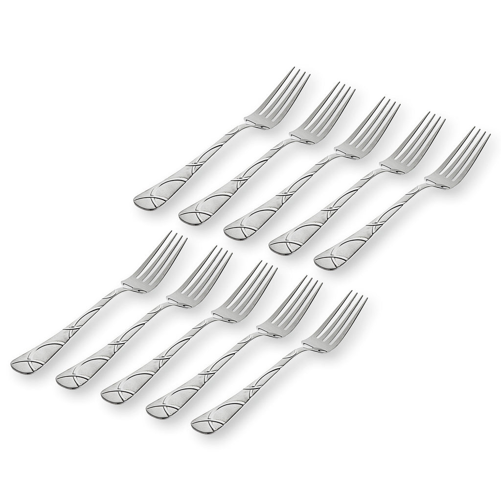 Olympia Sandblasted 18/0 Stainless Steel Dinner Fork, Set of 10 Godinger 18/0 Stainless Steel, 18/0 Stainless Steel Flatware, All Flatware & Serveware, Flatware Set, Flatware Sets, Olympia, Olympia Sandblast, Sandblasted, Stainless Steel, Tableware