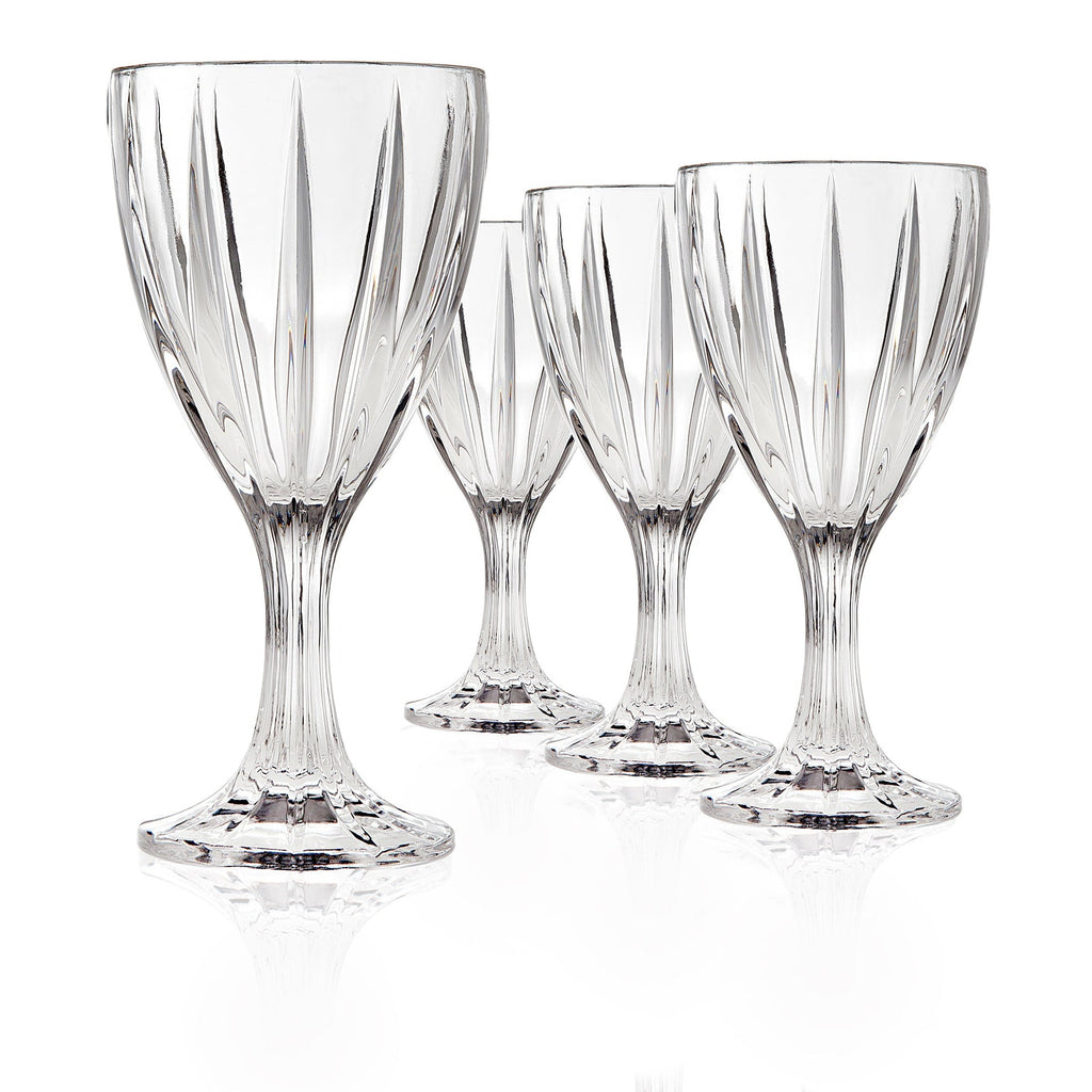 Parallels Goblet, Set of 4 Godinger All Glassware, All Glassware & Barware, Clear, Cut Crystal, Goblet, Parallels