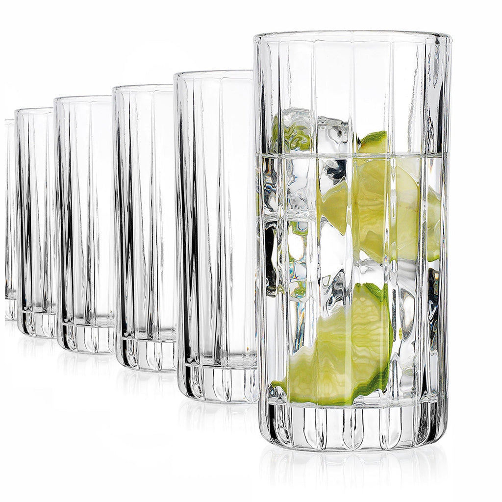 Parallels Highball, Set of 6 Godinger All Glassware, All Glassware & Barware, Clear, Cut Crystal, DOF & Highball, Highball, Parallels