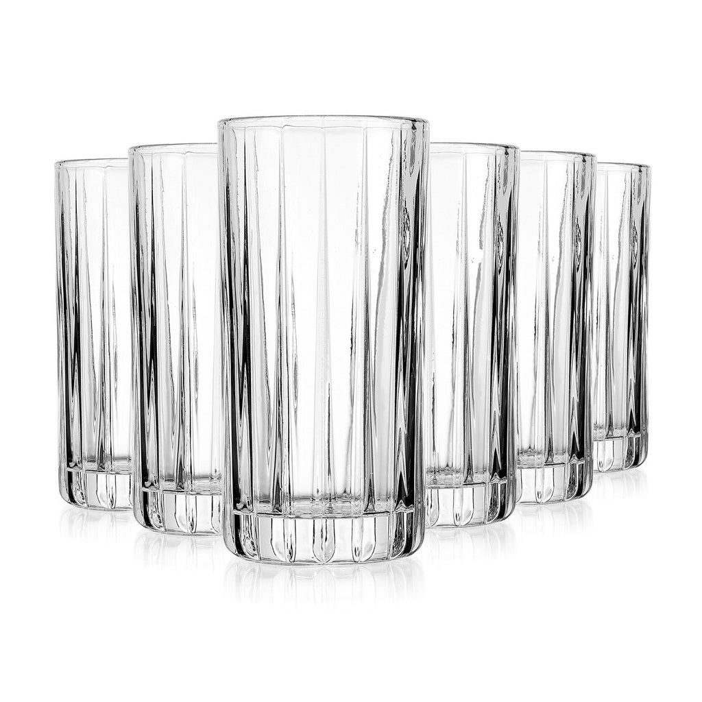 Parallels Highball, Set of 6 Godinger All Glassware, All Glassware & Barware, Clear, Cut Crystal, DOF & Highball, Highball, Parallels