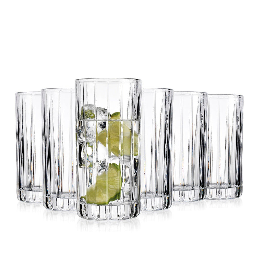 Parallels Highball, Set of 6 Godinger All Glassware, All Glassware & Barware, Clear, Cut Crystal, DOF & Highball, Highball, Parallels