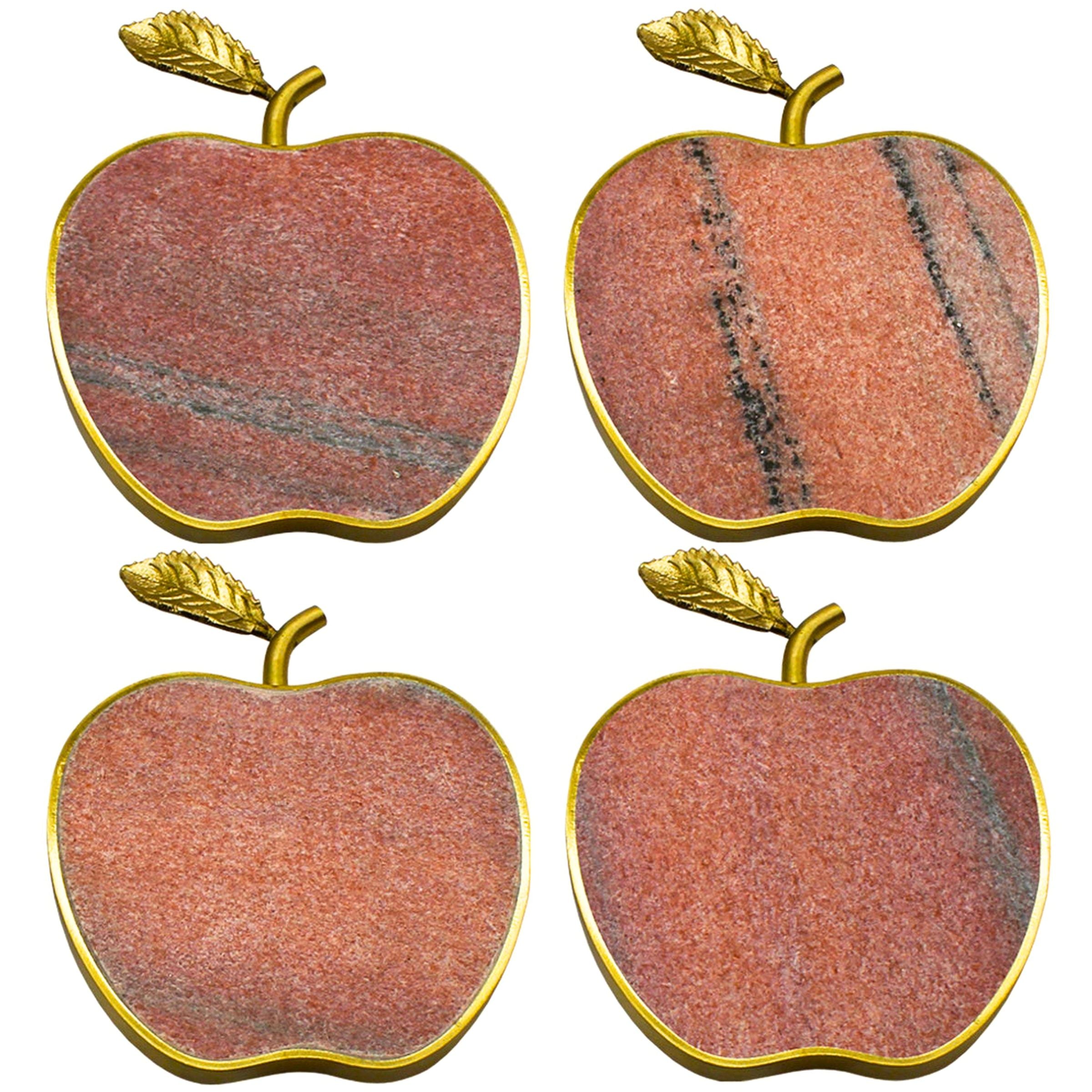 Pink Coaster Set Pink Marble Apple Coaster Set – Godinger