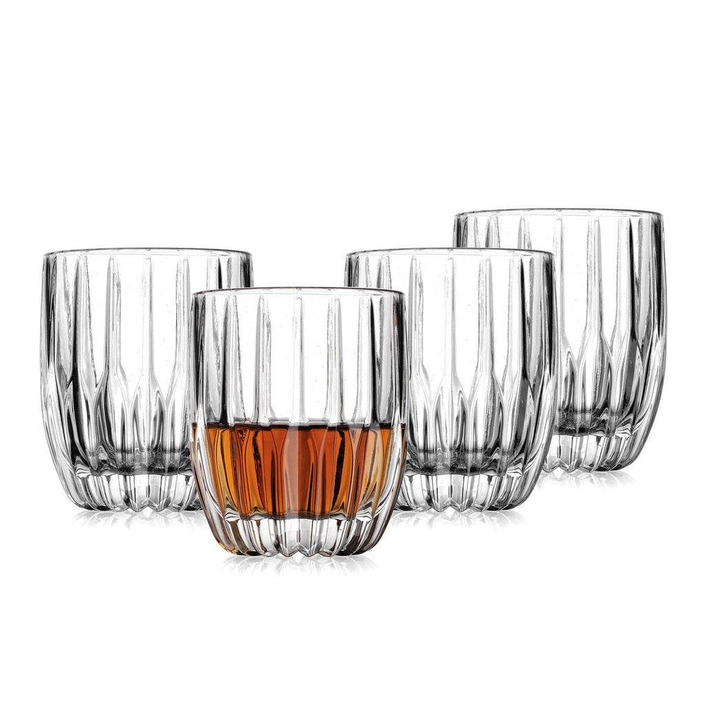 Pleat Double Old Fashion Glass, Set of 4 Godinger All Barware, All Glassware, All Glassware & Barware, Cut Crystal, DOF, DOF & Highball, Double Old Fashion, Drinkware, Entertaining, Glassware, Pleat, Whiskey Glass