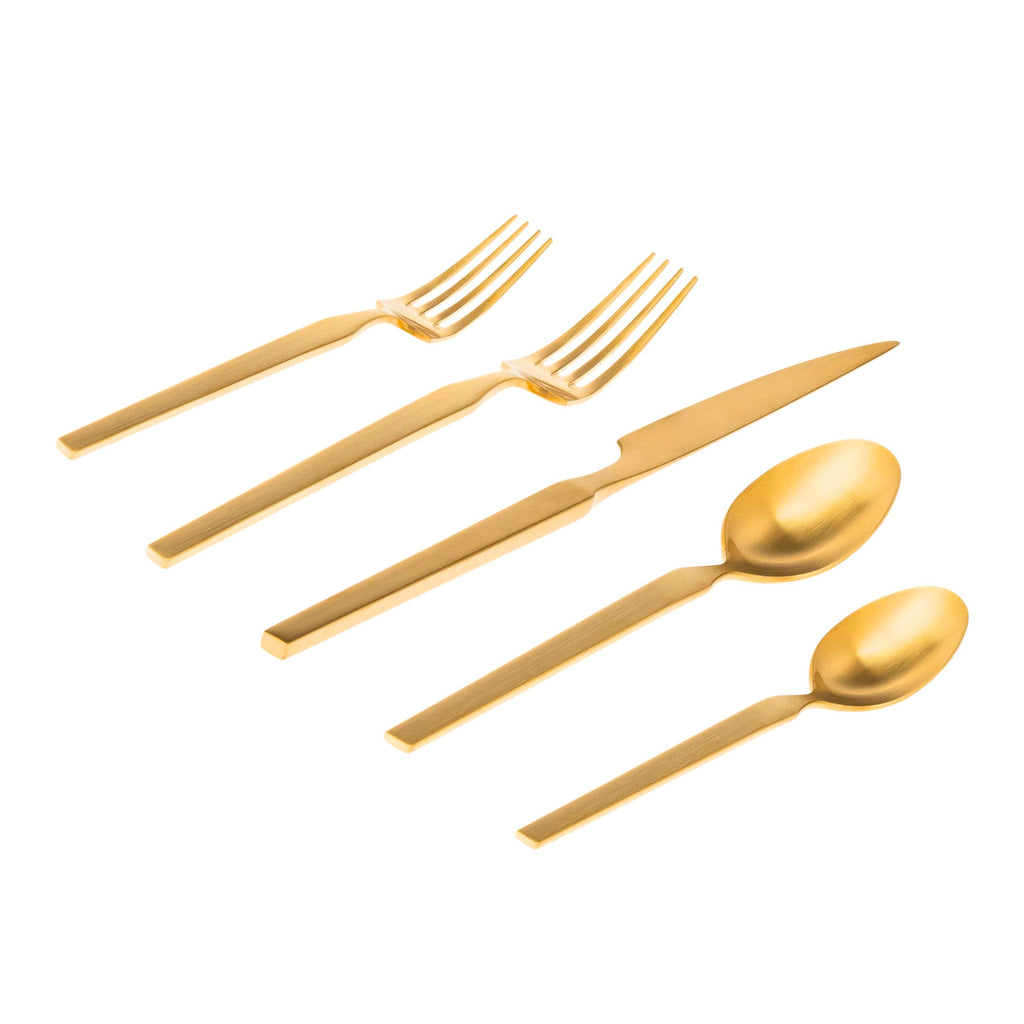 Podium Matte Gold 18/10 Stainless Steel 20 Piece Flatware Set, Service For 4 Godinger 18/10 Stainless Steel, 18/10 Stainless Steel Flatware, 20 Piece Set, All Flatware & Serveware, Flateware Sets, Flatware Sets, Podium, Service For 4, Stainless Steel, Tableware