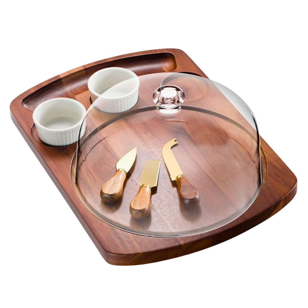 Prairie Farms 7 Piece Cheese Board Set Godinger Acacia Wood, Acrylic, All Kitchen, Brown, Cheese Board, Cheese Tools, Clear, Prairie Farms, Prairie Farms 7 Piece Cheese Board Set, Serving, Serving & Cheese Boards, Serving Board, Serving Platter, White, Wood