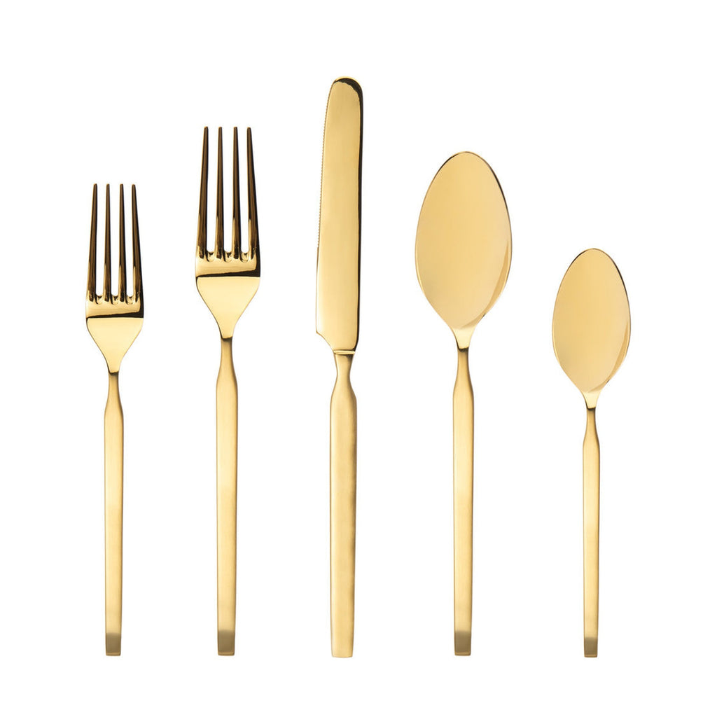 Ramp Mirrored Gold 18/0 Stainless Steel 20 Piece Flatware Set, Service For 4 Godinger 18/0 Stainless Steel, 18/0 Stainless Steel Flatware, 20 Piece Set, All Flatware & Serveware, Flatware Set, Flatware Sets, Gold, Service For 4, Stainless Steel, Tableware