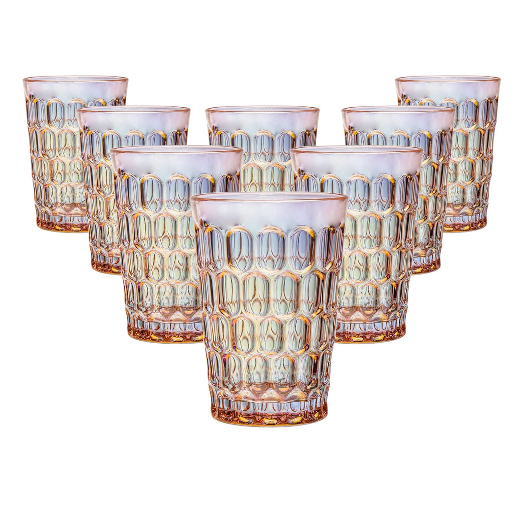 Rex Pink Iridescent Highball Set of 8 Godinger All Barware, All Glassware, All Glassware & Barware, Blush, DOF & Highball, Glassware, Highball, Highball Set, Iridescent, Pink, Rex