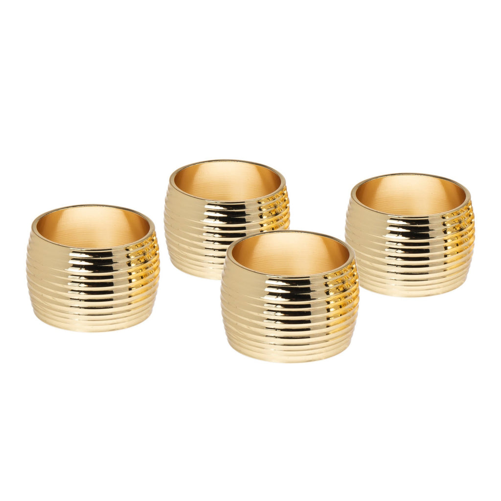 Ribbed Gold Napkin Ring Set Godinger All Dining, Gold, Napkin, Napkin Ring, Napkin Ring Set, Napkin Rings, Ribbed, Ribbed Napkin Ring Set, Ring, Round Napkin Ring Set, Stainless, Stainless Steel