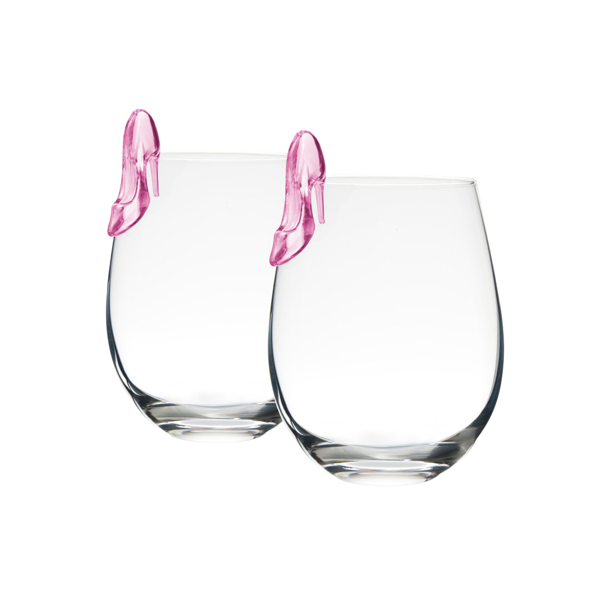 2 stemless wine glasses Runway High Heel Pink Stemless Wine, Set of 2
