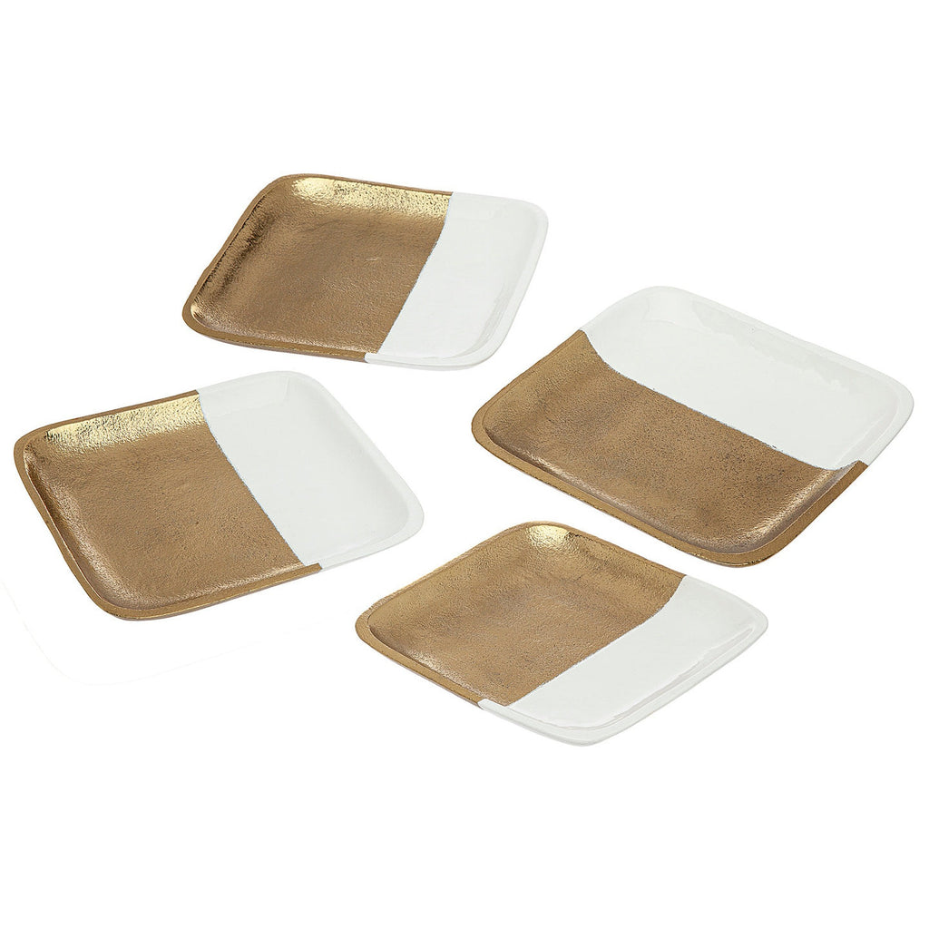 Russo Gold and Enamel Dessert Plate, Set of 4 Godinger All Dining, Dessert, Dessert Plate, Dining, Enamel, Gold, Russo, Stainless Steel, White, White & Gold