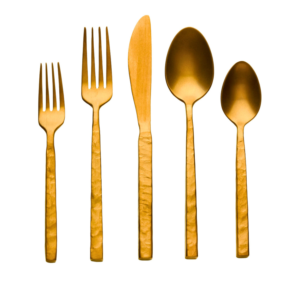 Rustic Mirrored Gold 18/10 Stainless Steel 20 Piece Flatware Set, Service For 4 Godinger 18/10 Stainless Steel, 18/10 Stainless Steel Flatware, 20 Piece Set, All Flatware & Serveware, Flatware Set, Flatware Sets, Gold, Rustic, Service For 4, Stainless Steel, Tableware