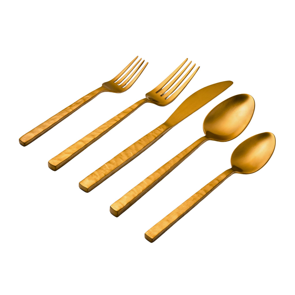 Rustic Mirrored Gold 18/10 Stainless Steel 20 Piece Flatware Set, Service For 4 Godinger 18/10 Stainless Steel, 18/10 Stainless Steel Flatware, 20 Piece Set, All Flatware & Serveware, Flatware Set, Flatware Sets, Gold, Rustic, Service For 4, Stainless Steel, Tableware