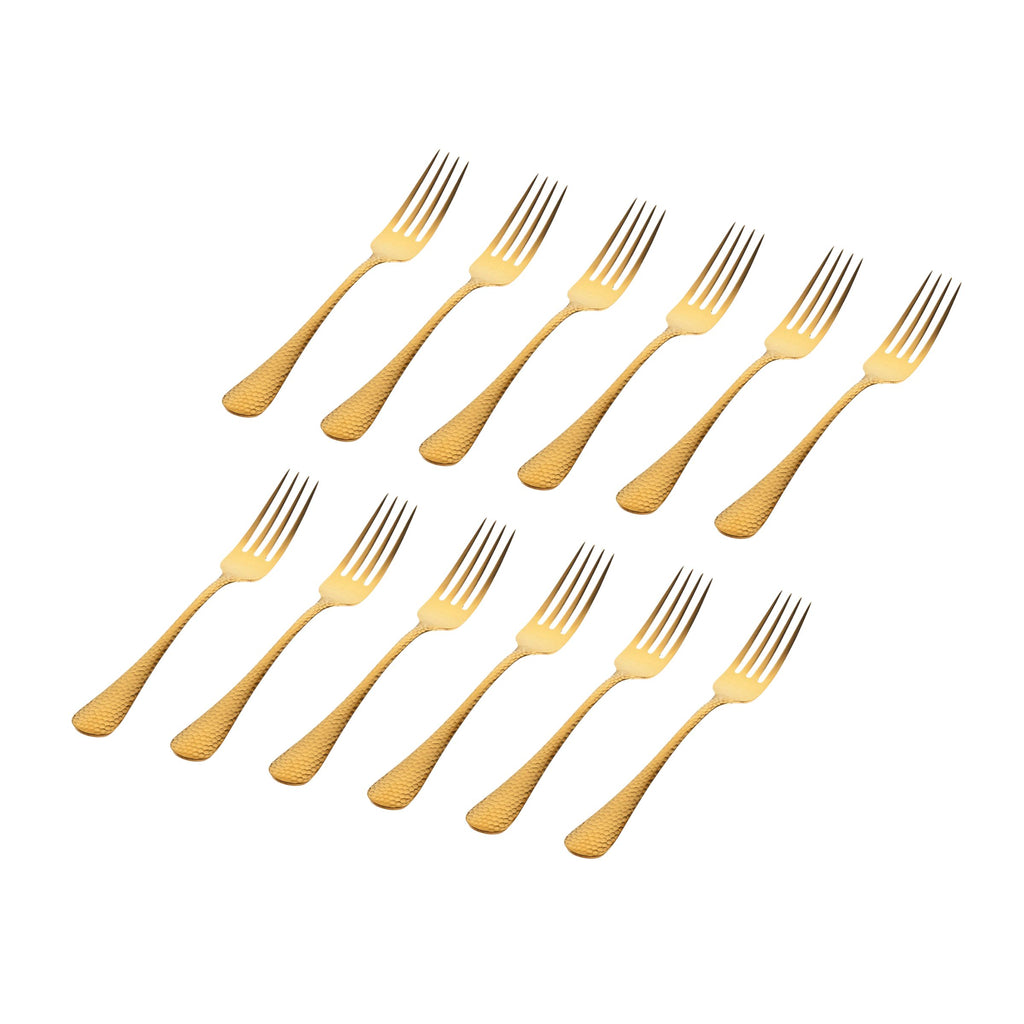Salem Matte Gold 18/0 Stainless Steel Dinner Fork, Set of 12 Godinger 18/0 Stainless Steel, 18/0 Stainless Steel Flatware, All Flatware & Serveware, Flatware Set, Flatware Sets, Matte, Matte Gold, Salem, Stainless Steel, Tableware