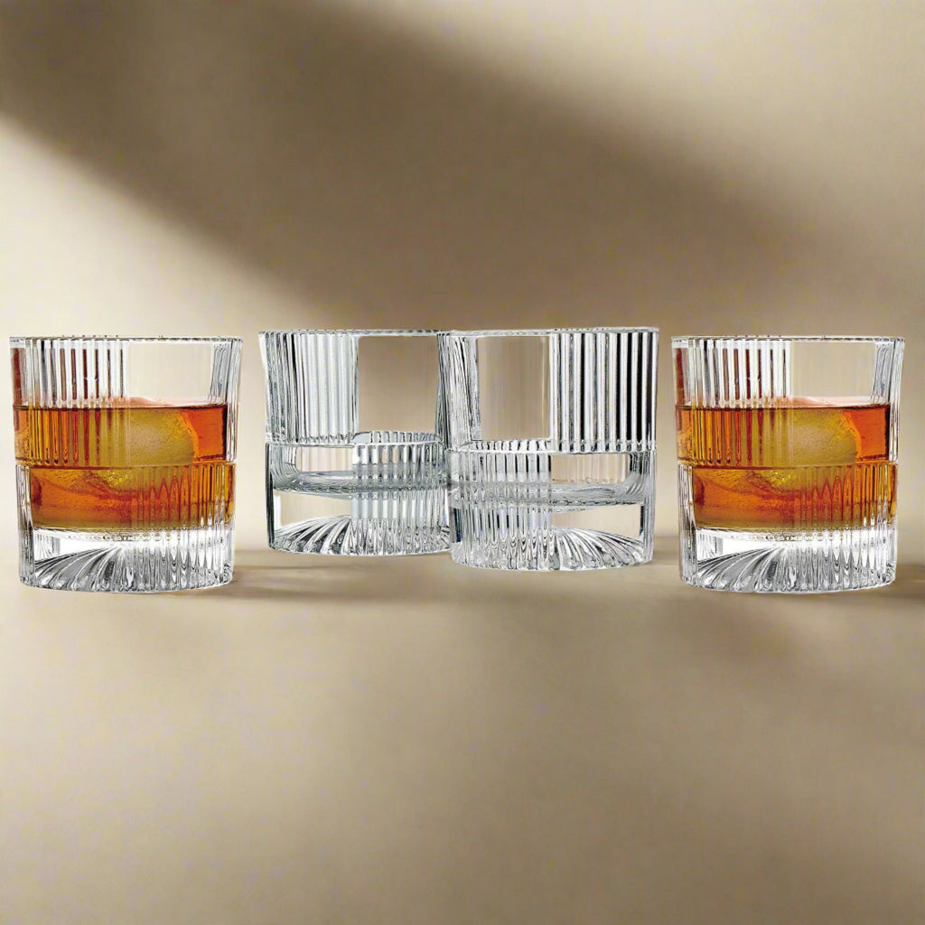 Scatola Double Old Fashion Glass, Set of 4 Godinger All Barware, All Glassware, All Glassware & Barware, Cut Crystal, DOF, DOF & Highball, Double Old Fashion, Drinkware, Glassware, Scatola, Whiskey Glass