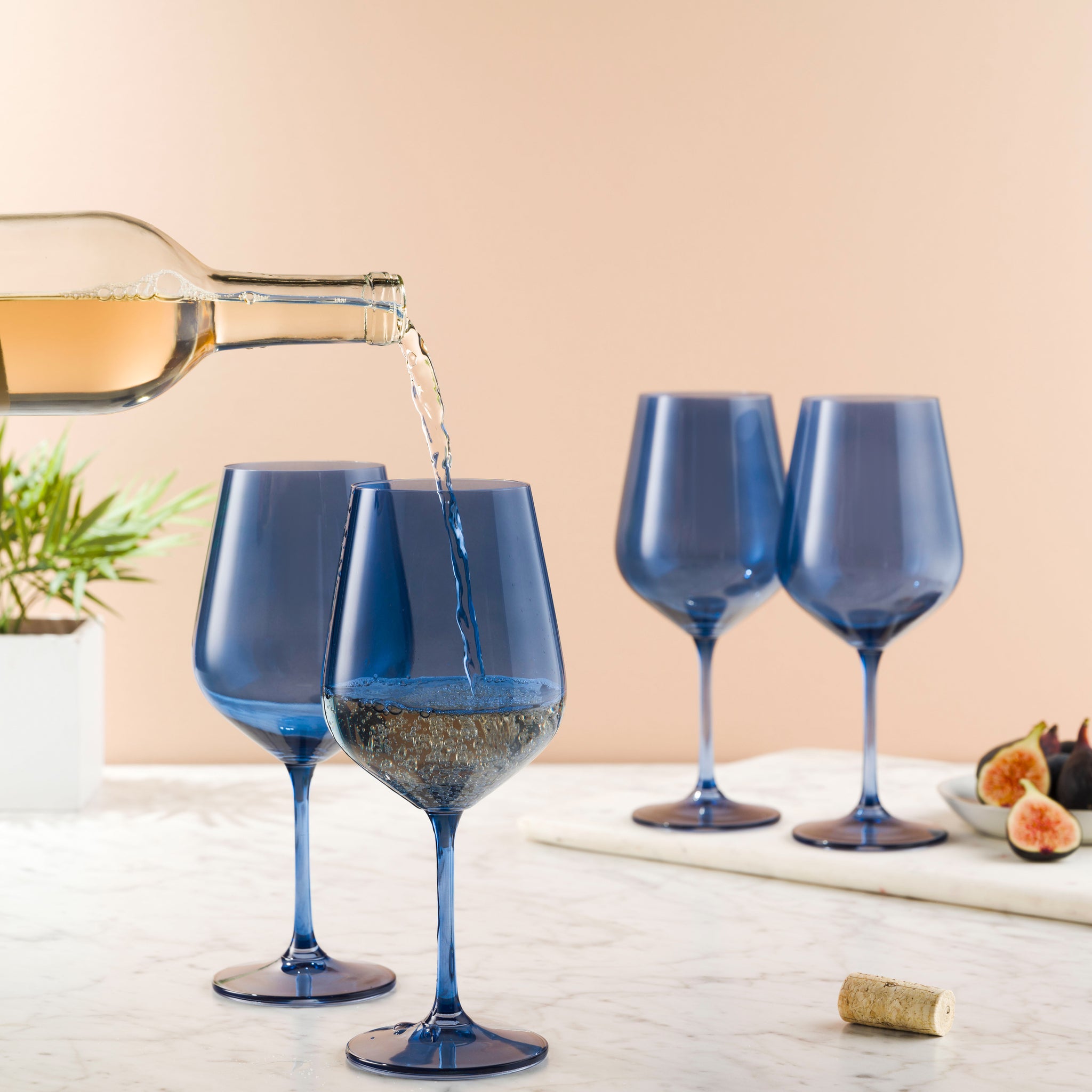 a set of wine glasses Blue Crystal Wine Glasses, Set Of 4
