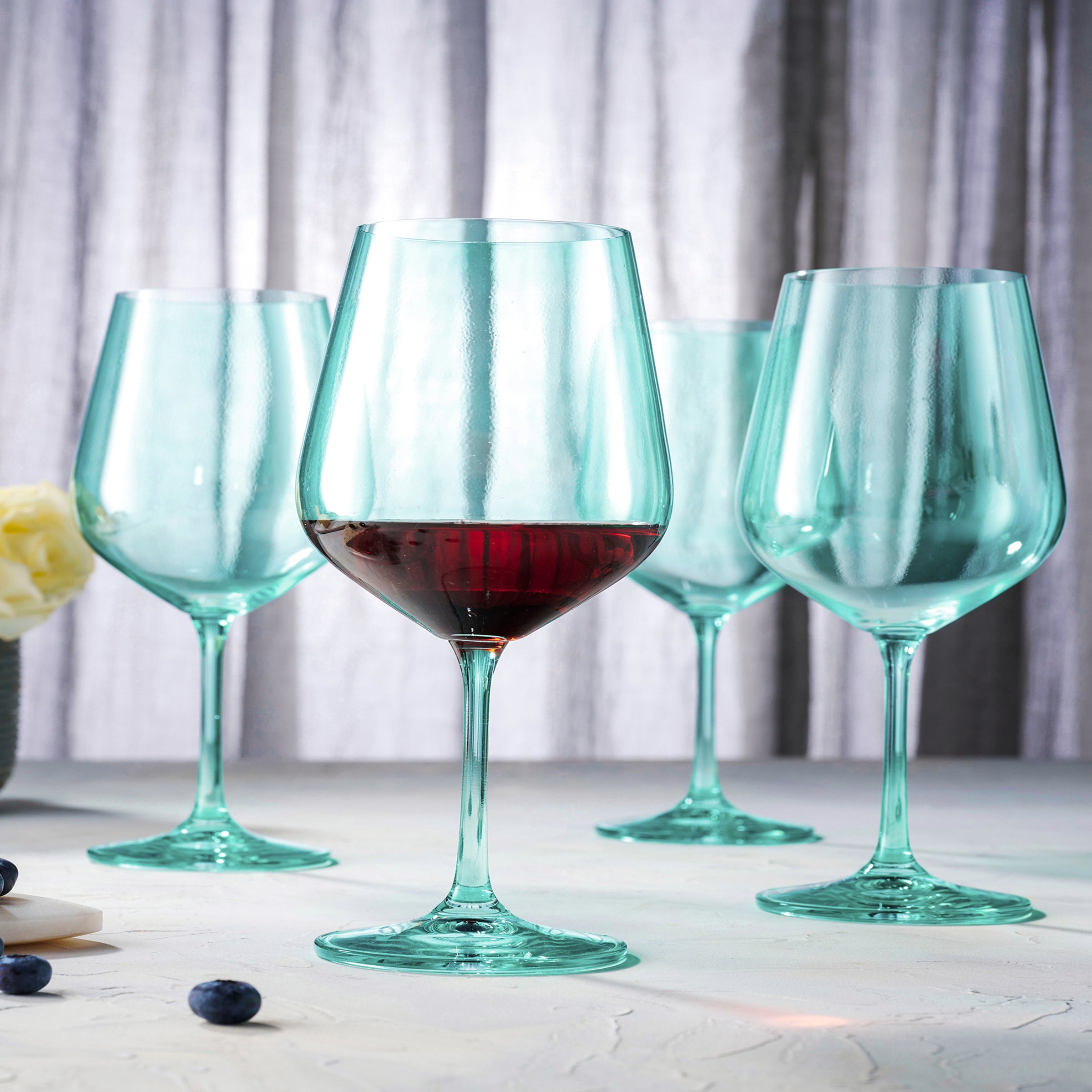 Godinger 19.5 in. Sheer Red Wine Glass Green