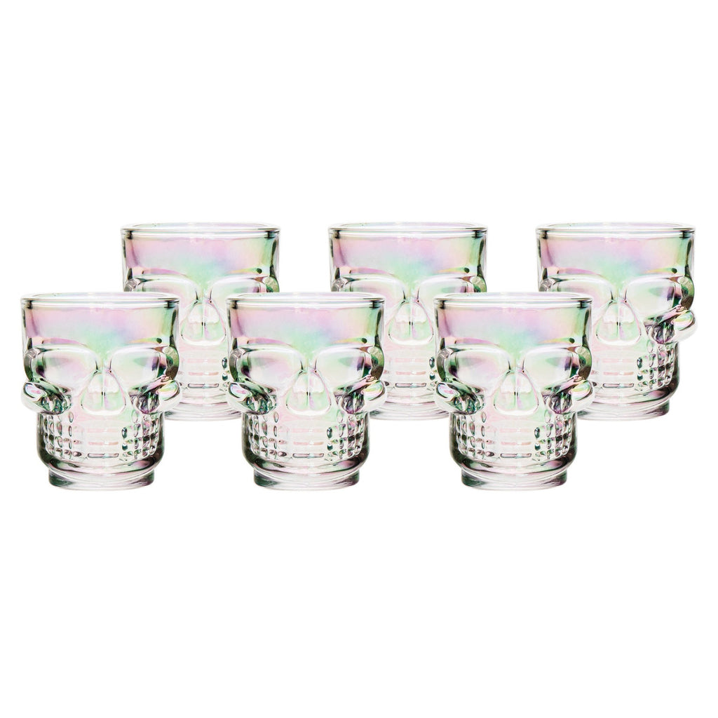 Skeller Iridescent Shot Glass, Set of 6 Godinger All Glassware, Glassware, Glassware & Bareware, Halloween, Halloween Party, Iridescent, Shot Glasses, Skull, Skull Glassware