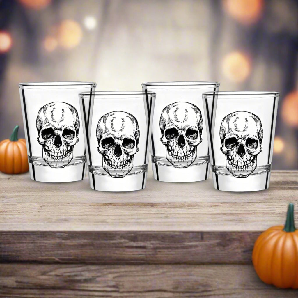 Skelly Shot Glass, Set of 6 Godinger All Glassware, All Glassware & Barware, Glassware, Glassware & Barware, Halloween, Halloween Party, Shot Glasses, Skull, Skull Glassware