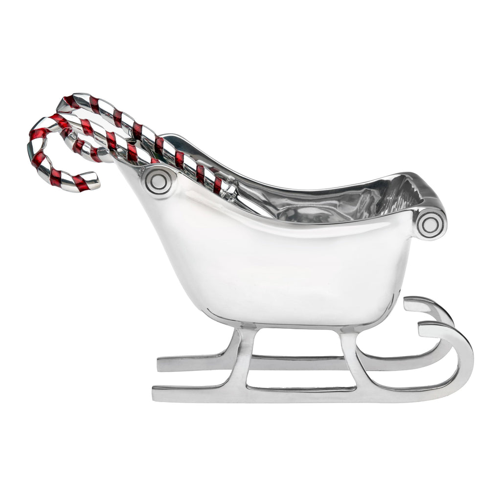 Sleigh Salad Bowl with Candy Cane Salad Servers Godinger Candy Cane, Christmas, Gold, Holiday, Salad Bowl, Serving, Sleigh, Stainless, Stainless Steel
