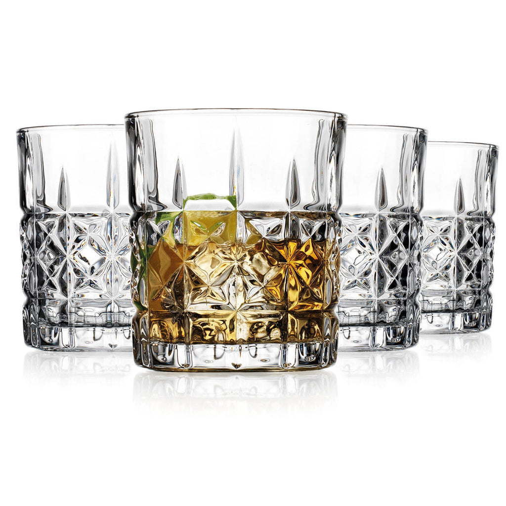 Snyder Double Old Fashion Glass, Set of 4 Godinger All Barware, All Glassware, All Glassware & Barware, Clear, Cut Crystal, DOF, DOF & Highball, Double Old Fashion, Drinkware, Glassware, Snyder, Whiskey Glass