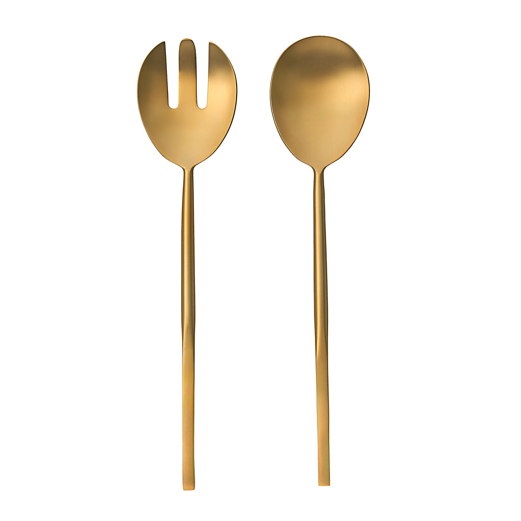 Strait Matte Gold Salad Server Set Godinger All Flatware & Serveware, All Serveware, Flatware & Serveware, Gold Salad Server, Matte, Matte Gold, Salad Servers, Serveware, Stainless Steel, Stainless Steel Salad Servers Godinger