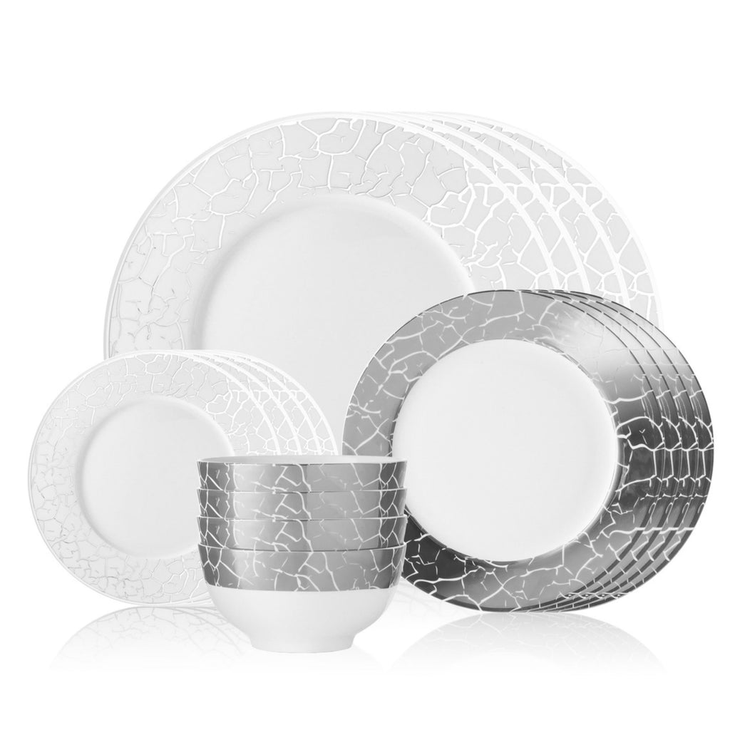 Summit New Bone China 16 Piece Dinnerware Set, Service for 4 Godinger 16 Piece Dinnerware, 16 Piece Dinnerware Set, Bone China, Bone China Dinnerware, Bone China Dinnerware Set, Bone China Set, Dinnerware, Dinnerware Set, Fine Dinnerware, New Bone China, Service For 4, Summit, White Bone China, White Dinnerware