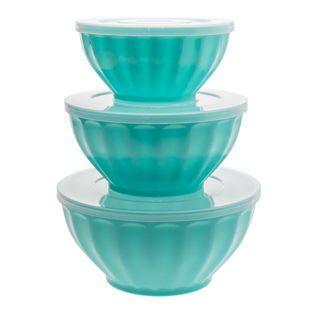 Teal Fluted 3 Piece Storage Bowl Set Godinger All Kitchen, Blue, Kitchen Storage, Storage, Storage Bowl, Storage Bowls, Teal