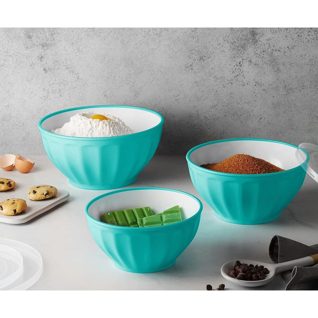 Teal Fluted 3 Piece Storage Bowl Set Godinger All Kitchen, Blue, Kitchen Storage, Storage, Storage Bowl, Storage Bowls, Teal