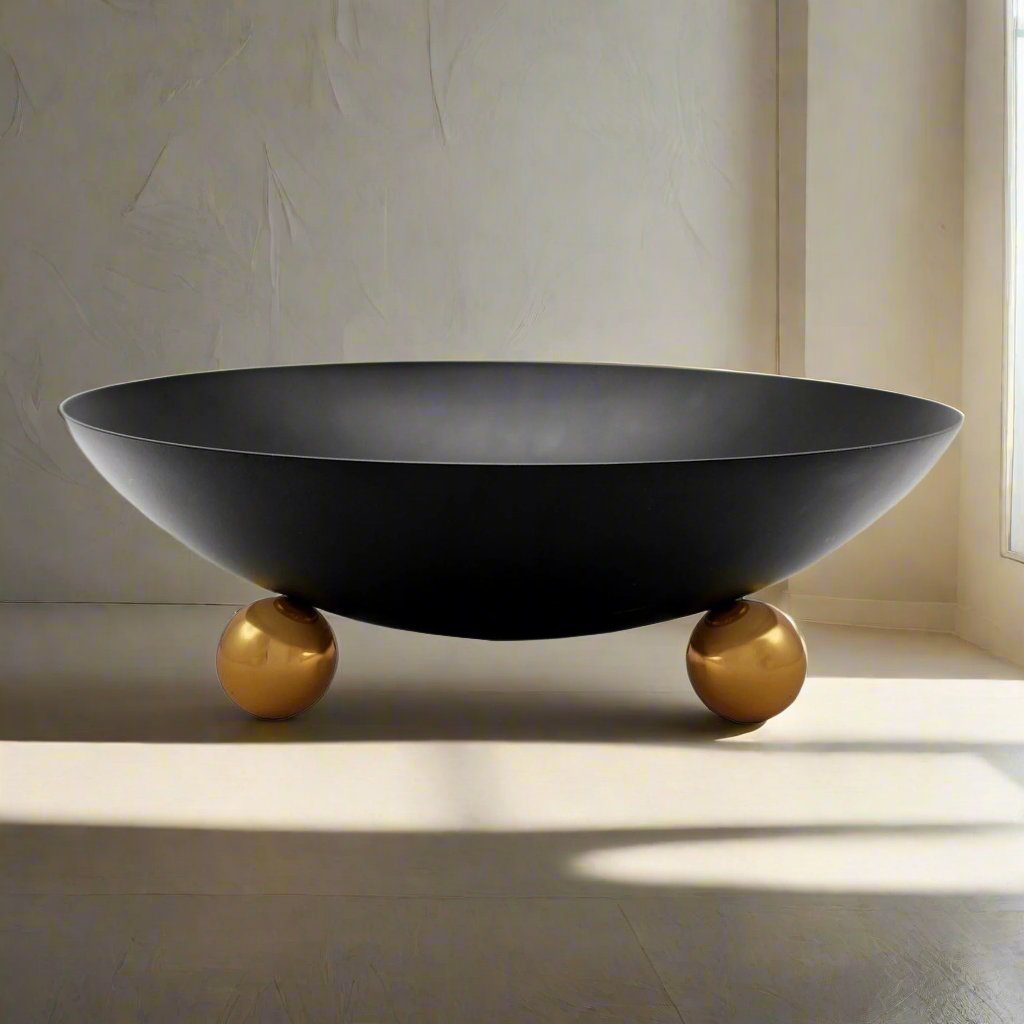 Temari Black Footed Salad Bowl Godinger All Kitchen, Black, Black & Gold, Footed, Kitchen, Salad, Salad Bowl, Serving, Serving Bowls, Stainless Steel, Temari