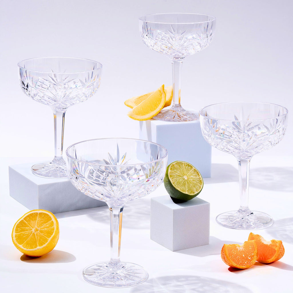 Dublin Acrylic Champagne Coupe, Set of 4 Godinger Acrylic, All Barware, All Glassware, All Glassware & Barware, Clear, Dublin, Dublin Glassware, Martini & Coupes, Outdoor